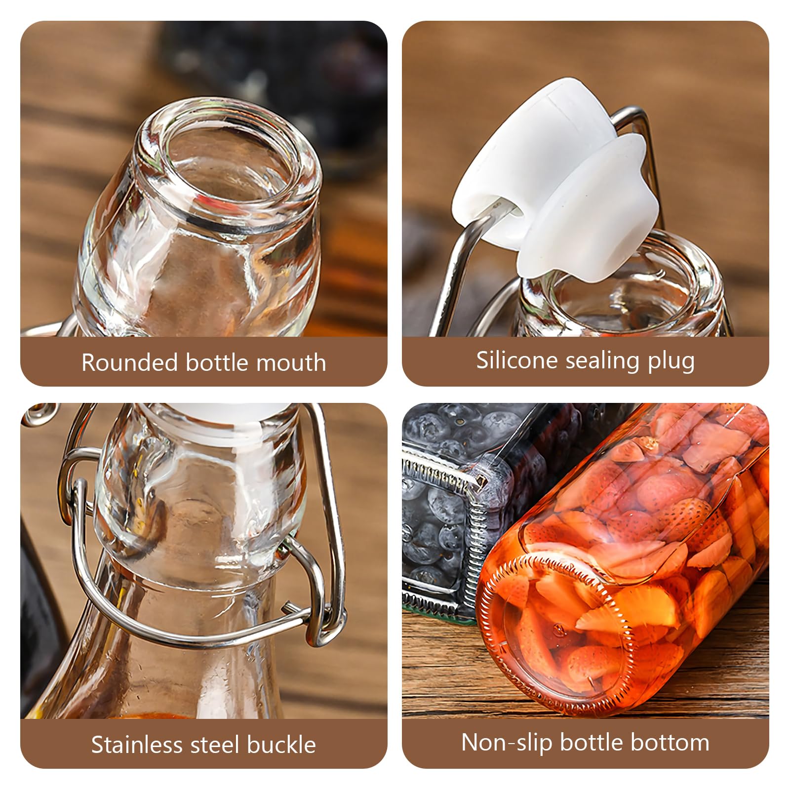 Amazon.co.jp: スイングトップガラスボトル2個パック、圧力安全